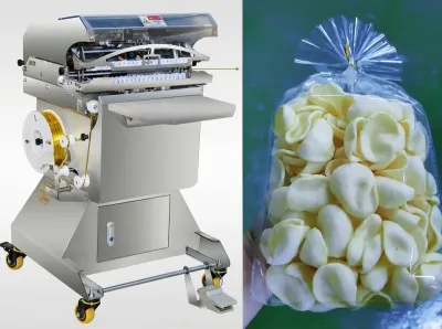 Pneumatický vějířovitý zavazovací stroj na sáčky na chléb a občerstvení JW-300 Thumb